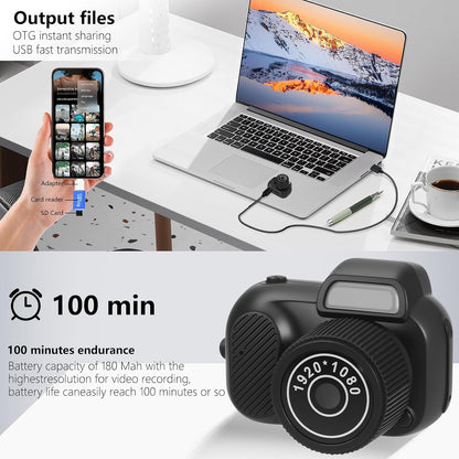 1080P HD Retro Thumb Camera Wearable Portable Mini Keychain Camera for Outdoor Travel Photography VLOG