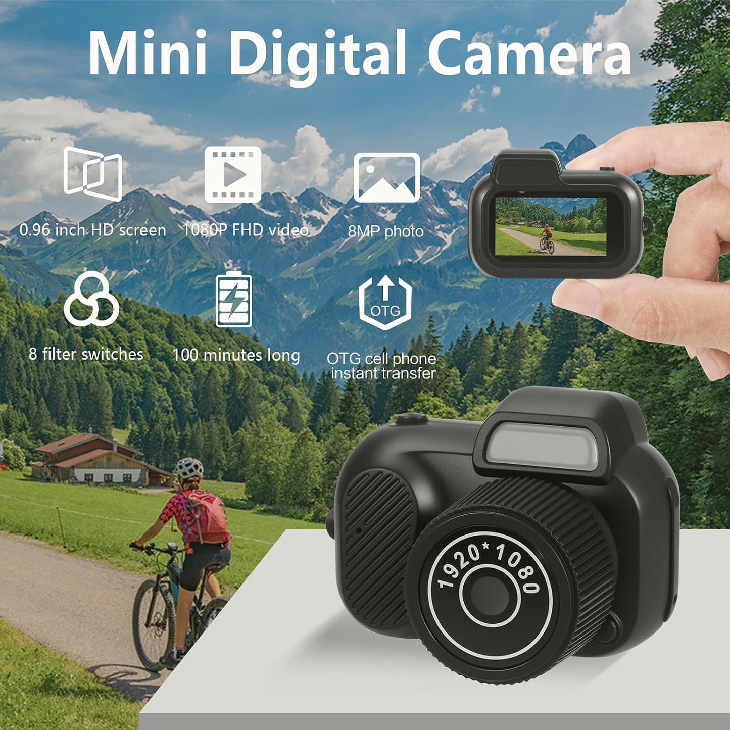 1080P HD Retro Thumb Camera Wearable Portable Mini Keychain Camera for Outdoor Travel Photography VLOG